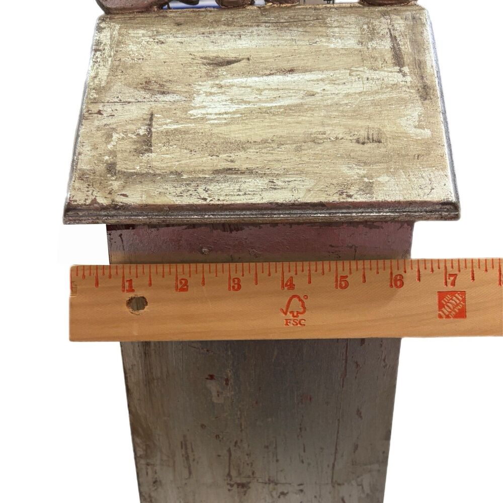 Bird House Storage Tower Drawers Carved Silver Tone Shabby Decor Cottagecore - Picture 7 of 7